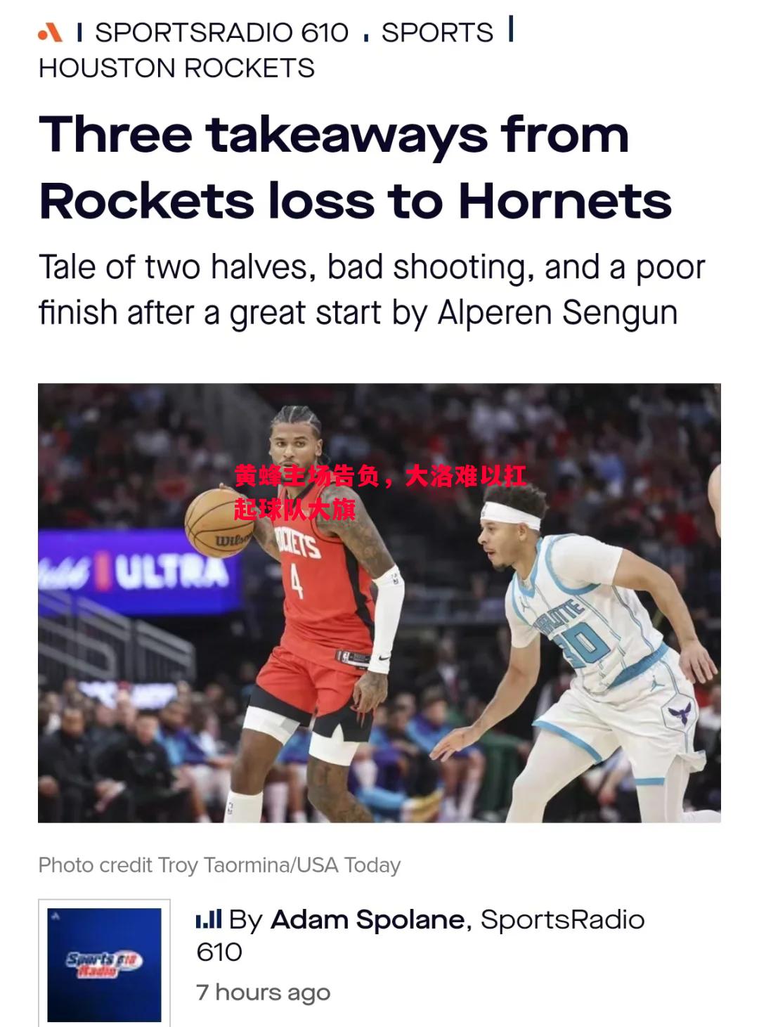 悟空体育-黄蜂主场告负，大洛难以扛起球队大旗