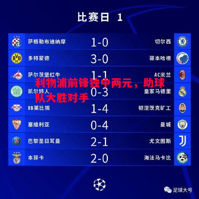 利物浦前锋独中两元，助球队大胜对手